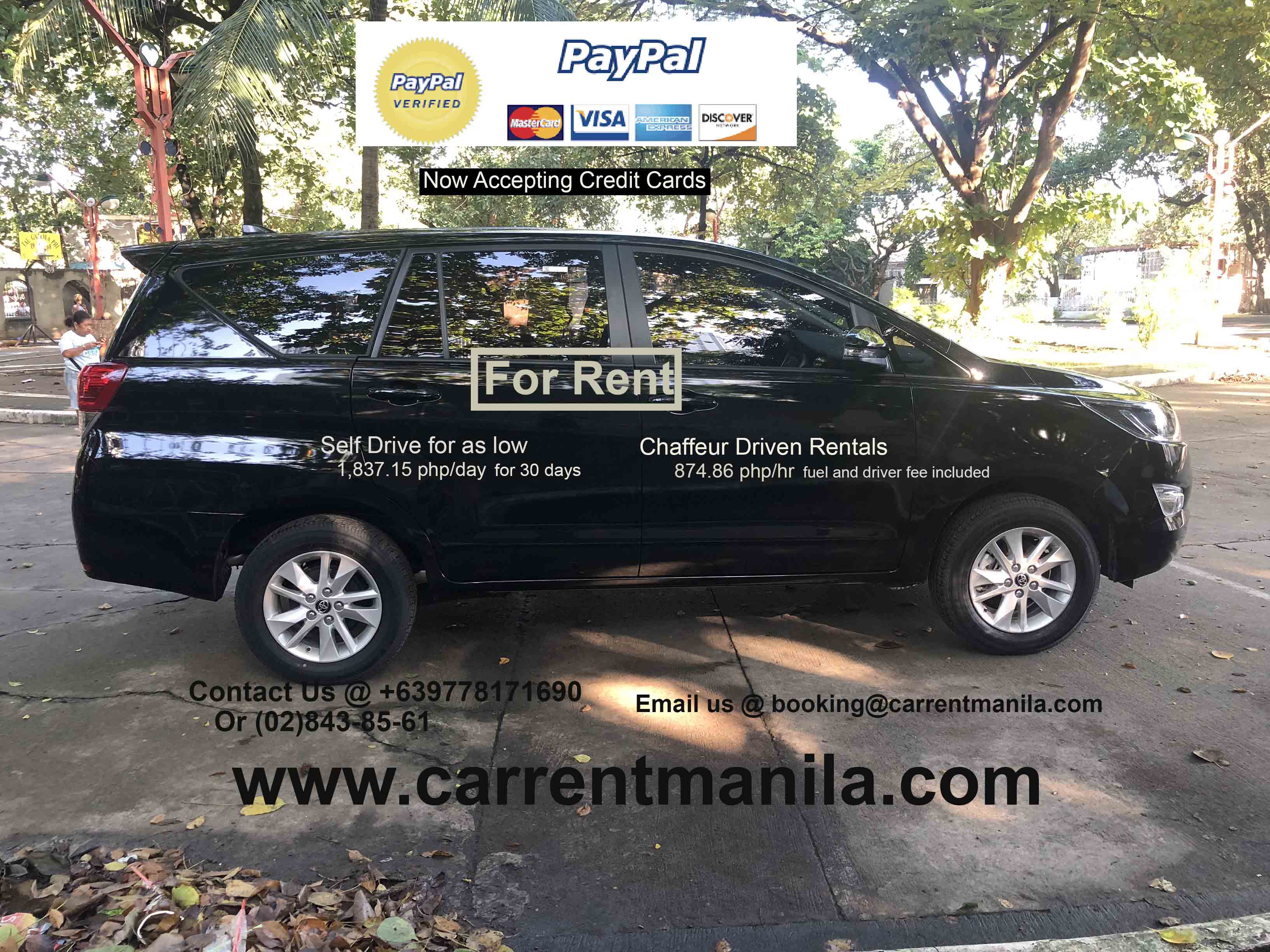 2018 Toyota Innova for rent with paypal logo