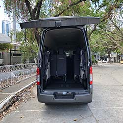 NV350 automatic van for rent rear door www.carrentmanila.com