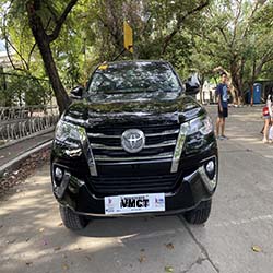 black or white fortuner suv for hire front view